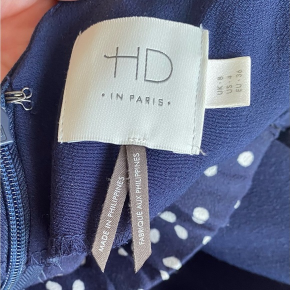 ANTHROPOLOGIE navy, polka-dot maxi jumpsuit with flowing fabric - Picture 6 of 8